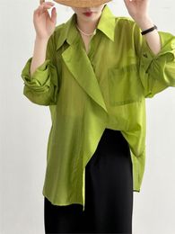 Women's Blouses Summer Women Beach Style Solid Rayon Shirt Air Conditioning Cardigan Thin Shawl Sun Protection Clothes Wide Brim Lapel Coat