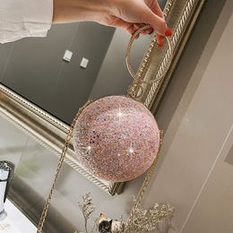 Evening Bags Women Evening Day Clutch Colorful Crystal Diamonds Round Ball Shaped Clutches Lady Handbag Wedding Purse Chain Shoulder Bag 230422