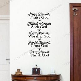 Wall Stickers Happy Moments Praise God Decal Christian Decor Quote Sticker Quotes Art Wallpaper Murals Removable M05