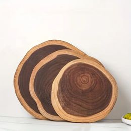 1pc, Round Cutting Board, Wooden Chopping Board, Exquisite Non-Splicing Acacia Wood Cheese Board, Reversible Round Charcuterie Board, Kitchen Accessaries
