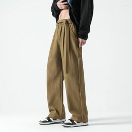 Men's Pants Wide Leg For Men Small Plaid Jogging Baggy Sweatpants With Belt Harajuku Casual Trousers Oversized Male Y2K Clothing