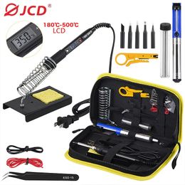 Other Home Garden D Adjustable Temperature LCD Soldering iron kit 110V 220V 80W Solder welding tools soldering tips wire Desoldering Pump Heater 231122