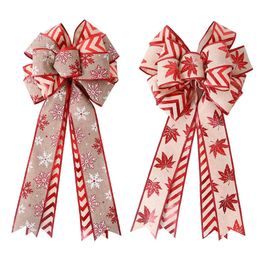 Christmas Decorations 54*25cm Large Christmas Bow Christmas Tree Decoration Year's Eve Decorations Christmas Party Ribbon Bows Linen Bowknot 231123