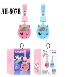 AH807B Headphones Earphone New Cute Unicorn earphones Bluetooth Stereo Headset Ultralong Standby for Children1460576