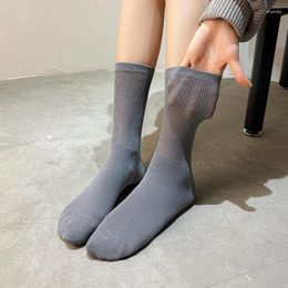 Women Socks College Style Loose Long Girls Casual Fashion Solid Colour Crew Cotton Thin Breathable Harajuku Retro Sox