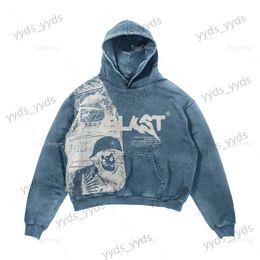 Men's Hoodies Sweatshirts Vintage Y2K Hoodie Men's 2023 New Street Gothic Casual Print Skull Fashion Sweatshirts Harajuku Selling American Hip-Hop Hoodies T231127