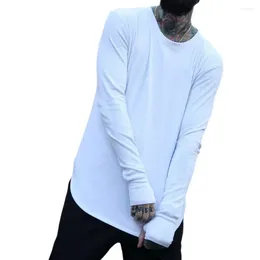 Men's T Shirts Men Spring T-shirt Basic Long Sleeve Round Neck Solid Color Pullover Soft Warm Loose Thumb Hole Clothes