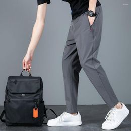 Men's Pants Simple Men With Pocket Breathable Fabric Loose Ultrathin Casual Summer Drawstring Protective