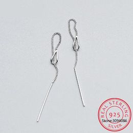 Dangle Earrings Real 925 Sterling Silver Stick Box Chain Linked Drop For Women Fashion Wedding Party Fine Jewelry DA2751