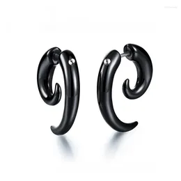 Stud Earrings 1 Pair Women Punk Black Bull Horn Crooked Angle Anti Allergic Snail Earring Vintage