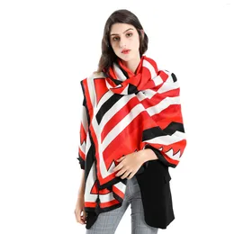 Scarves Bohemian Style Geometric Pattern Stripes Elegant Intellectual Air-conditioned Shawl Tassel Cotton Scarf