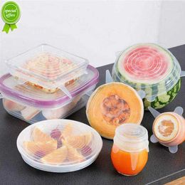 New 6Pcs Food Silicone Cover Fresh-keeping Dish Stretchy Lid Cap Reusable Wrap Organisation Storage Tool Kitchen Accessories