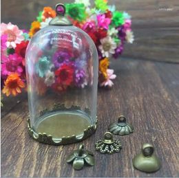 Pendant Necklaces 5sets/lot 38 25mm Bell Shape Glass Globe Brown Colour Crown Base With 8mm Cap Wishing Vial Jewellery Dome