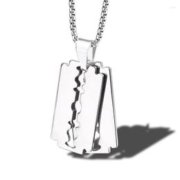 Pendant Necklaces Razor Blade Necklace 1Pcs Or 2Pcs Stainless Steel Shaver Of Barber's Gifts For Men Jewelry