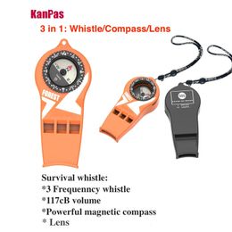 Outdoor Gadgets Kanpas Survival Whistle Compass magnifier luminous design for outdoors diving trekking hunting lifesaving Trail Running 231123