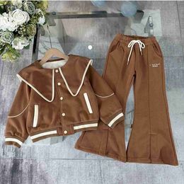 Brand designer kids Tracksuits Autumn Plush insulation baby coat sets Size 110-160 Large lapel girl jacket and pants Nov25