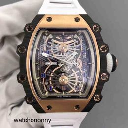 Barrel Mechanical Watch Wine Luxury Richa Milles Mens Rm21-01 Series Tourbillon Manual Ceramic Tape Men Swiss Movement Wristwatches