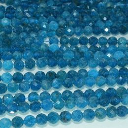 Loose Gemstones Natural Old Mine Blue Apatite Faceted Round Beads 5mm / 5.5mm