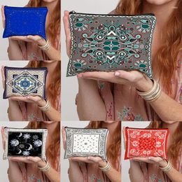 Cosmetic Bags Vintage Printing Fashion Luxury Wash Bag Women With Zipper Travel Storage Handbag High-capacity Make Up