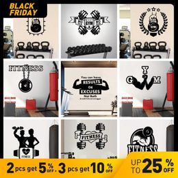 Wall Stickers Motivational Gym Sticker Boxing Club Decals Wallpaper Power For Fitnesss Decor Art Decal