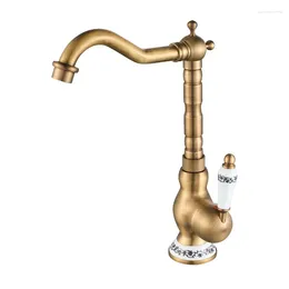 Kitchen Faucets Ancient Copper Brass Bathroom Faucet Cold And Basin Antique 360 Degree Rotatable Water Tap