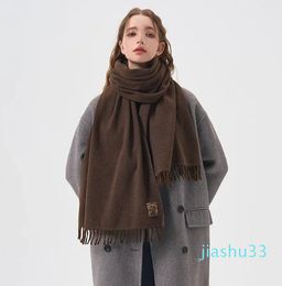 Women Winter Simple Solid Colour Acrylic Blend Scarf Outer Warm Student Shawl Fashion For Christmas Gift