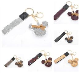 Mouse Design Car Keychain Favor Flower Bag Pendants Charm Jewelry Keyring Holder for Men Gift Fashion PU Leather Animal Key Chain 6339391