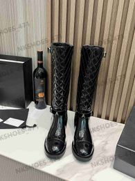 Designer Boots Luxury Brand Knee High Leather Boots Fashion Spliced Martin Boots Women Versatile Designer High Quality Comfortable Chelsea Boots