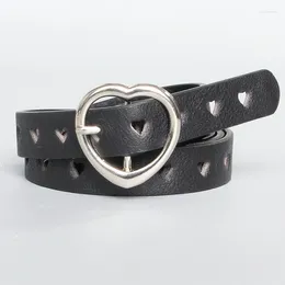 Belts Kawaii Pink Y2k Belt Women Jeans Buckle Adjustable Multicolor Cute Heart Studded Korean Fashion Accessories 105CM