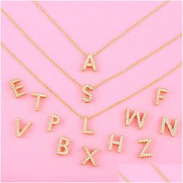 Pendant Necklaces 18K Gold Crystal English Initial Necklace Chains Letter Pendant Women Fashion Jewellery Drop Delivery Jewellery Necklace Dhjph