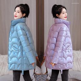 Women's Trench Coats Korean Winter Product Bright Face Bread Suit Fashion Standing Collar Down Cotton Coat