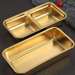 Plates Stainless Steel Seasoning Plate Side Dishes Double Grid Dim Sum Lunch Box Barbecue Tableware Snack