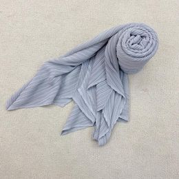 Scarves Miyake Pleat Scarf Female 2023 Spring Autumn Shawl Windshield Shirt Air Conditioning Room Shoulder Protector Chiffon Solid