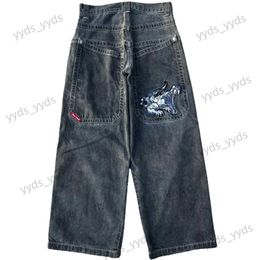 Men's Jeans Streetwear JNCO Jeans Y2K Womens Mens Hip Hop Cartoon Graphics Embroidered Baggy Jeans Pants New Gothic High Waist Wide Trousers T231123