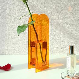 Vases Chic Office Decorative Acrylic Plant Holder Flower Pot Stable Base Gift