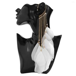 Dangle Earrings Long Feather Tassel Clip Earring For Women Multi-layer Metal Chain Ear Cuff Tassels Charm Hollow Jewelry Gifts