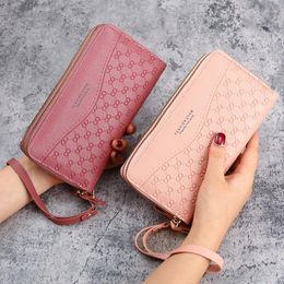 Wallets 2023 Women's Wallet Double Zipper PU Leather Luxury Female Long Purse Card Holder Large Capacity Cellphone Bag
