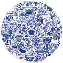 50 PCS Blue and White Porcelain Art Stickers For Skateboard Car Fridge Helmet Ipad Bicycle Phone Motorcycle PS4 Notebook Pvc DIY Decals Teens Kids Adults