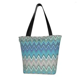 Shopping Bags Camouflage Home Groceries Tote Bag Women Fashion Zigzag Modern Canvas Shopper Shoulder Big Capacity Handbag