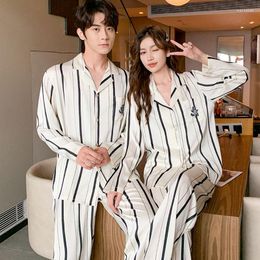 Women's Sleepwear Luxury Pajama Satin Pajamas Sets Couple Set Striped Pijama Lover Night Suit Male Female Casual Homewear Clothing