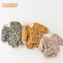 Pyjamas 03Yrs Infant Baby Boys Girls Long Sleeve Thicken Printing Coat Pants Clothing Sets Winter Kids Suit Clothes 231122