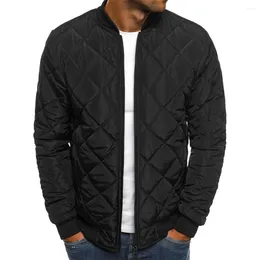 Men's Jackets Comfortable Mens Tops Coat Quilted Padded Regular Solid Colour Stand Collar Warm Winter Zip Up Casual