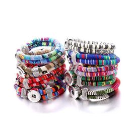 Charm Bracelets Noosa Colours Ginger Snap 18Mm Womens Braided Rope Snaps Button Bangle Wrap Bracelet Wristband For Fashion Diy Jewel Dhlp2