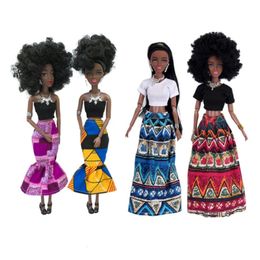 Dolls Kids Gift 30CM African Black Doll Moveable Joint Body Toys For Girls 231122