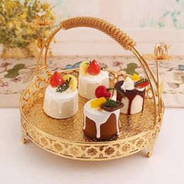 Plates 1PC European Vintage Fruit Plate High-end Round El Glass Multi-layer Basket Fashion Creative Cake Ornaments