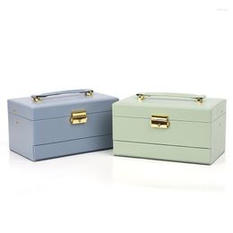 Jewellery Pouches Light Green Portable Multifunctionjewelry Box With Lock For Femal Ring Earring Pendent Bracelet Jewellery Organiser Showcase