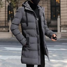 Men's Jackets 2023 Winter Men Long Down Windbreaker Hooded Coat Casual Parkas Outerwear Male Jacket Cotton Padded Coats 231122