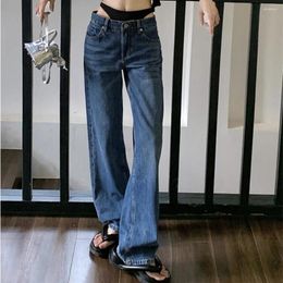 Women's Jeans Fashion Low Rise Bikini Patchwork Women Summer Design Loose Straight Denim Wide Leg Pants Female