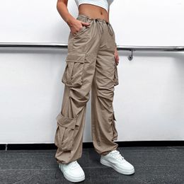 Women's Pants In Parachute Cargo Women Hippie Streetwear Oversize Pockets Trousers Harajuku Wide Leg Baggy Straight Sweatpants