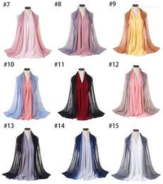 Scarves 1 Pcs Plain Ombre Bubble Chiffon Instant Hijab Lady Fashion Scarf Shawls Bufandas Muslim Wrap Headband 15 Colors